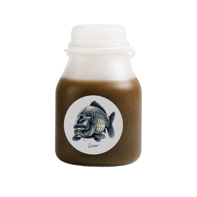 Flacon de booster foie carpe Liver+ 200 ml, attractant liquide au profil foie intense