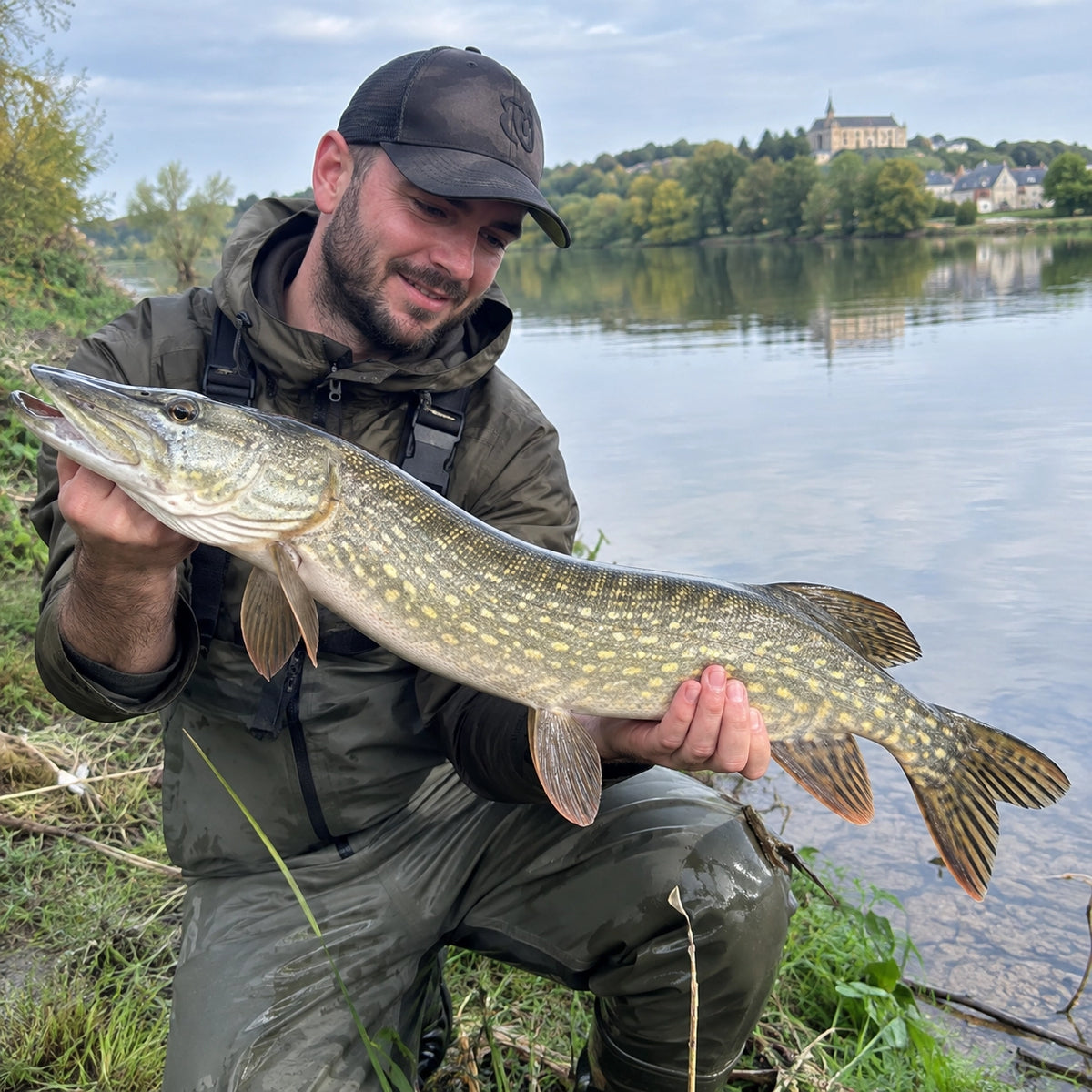 Brochet capturé sur un plan d'eau de l'Indre, espèce bien représentée aux côtés de la carpe