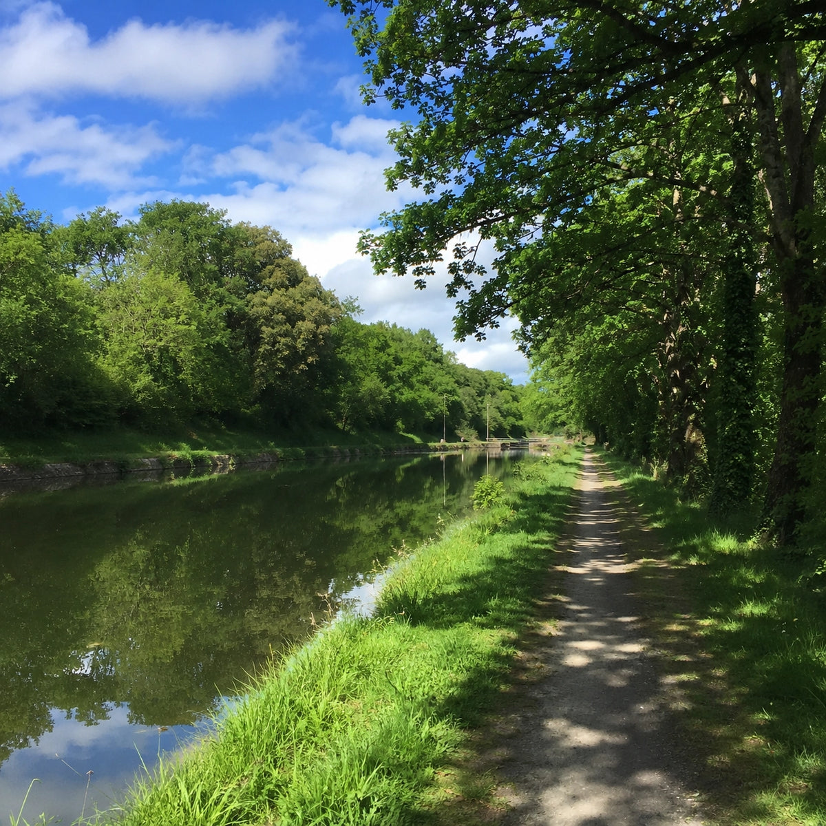 Chemin de halage longeant le canal de Nantes à Brest en Bretagne