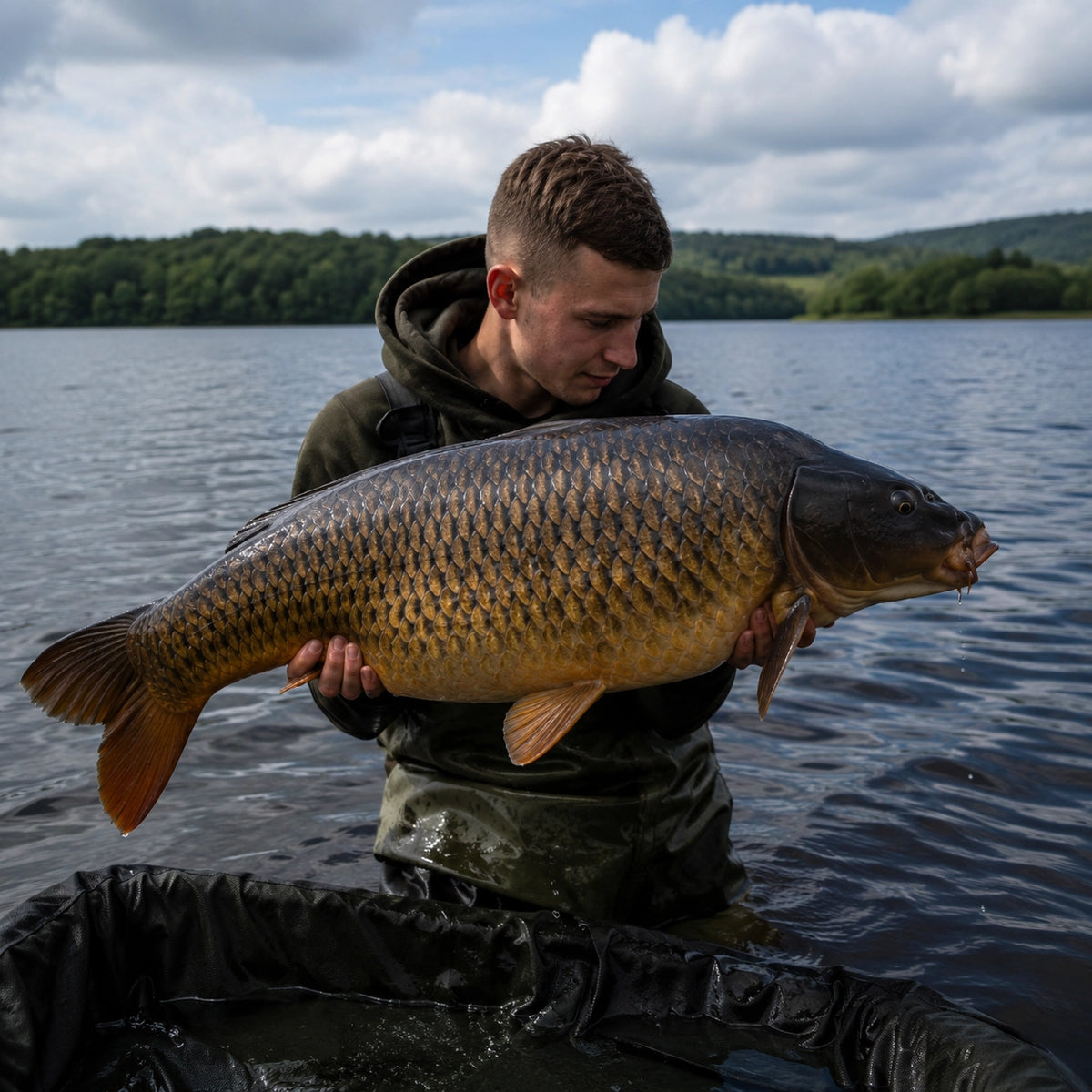 Carpe commune prise sur le lac de Vassivière, plus vaste plan d'eau du Limousin