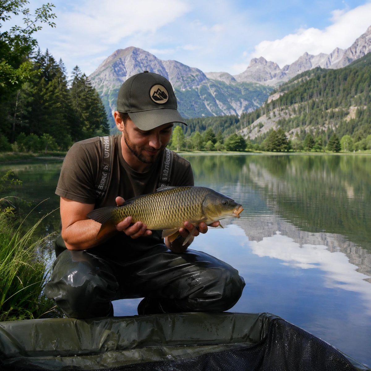 Carpe commune capturée sur un plan d'eau de l'Embrunais dans les Hautes-Alpes