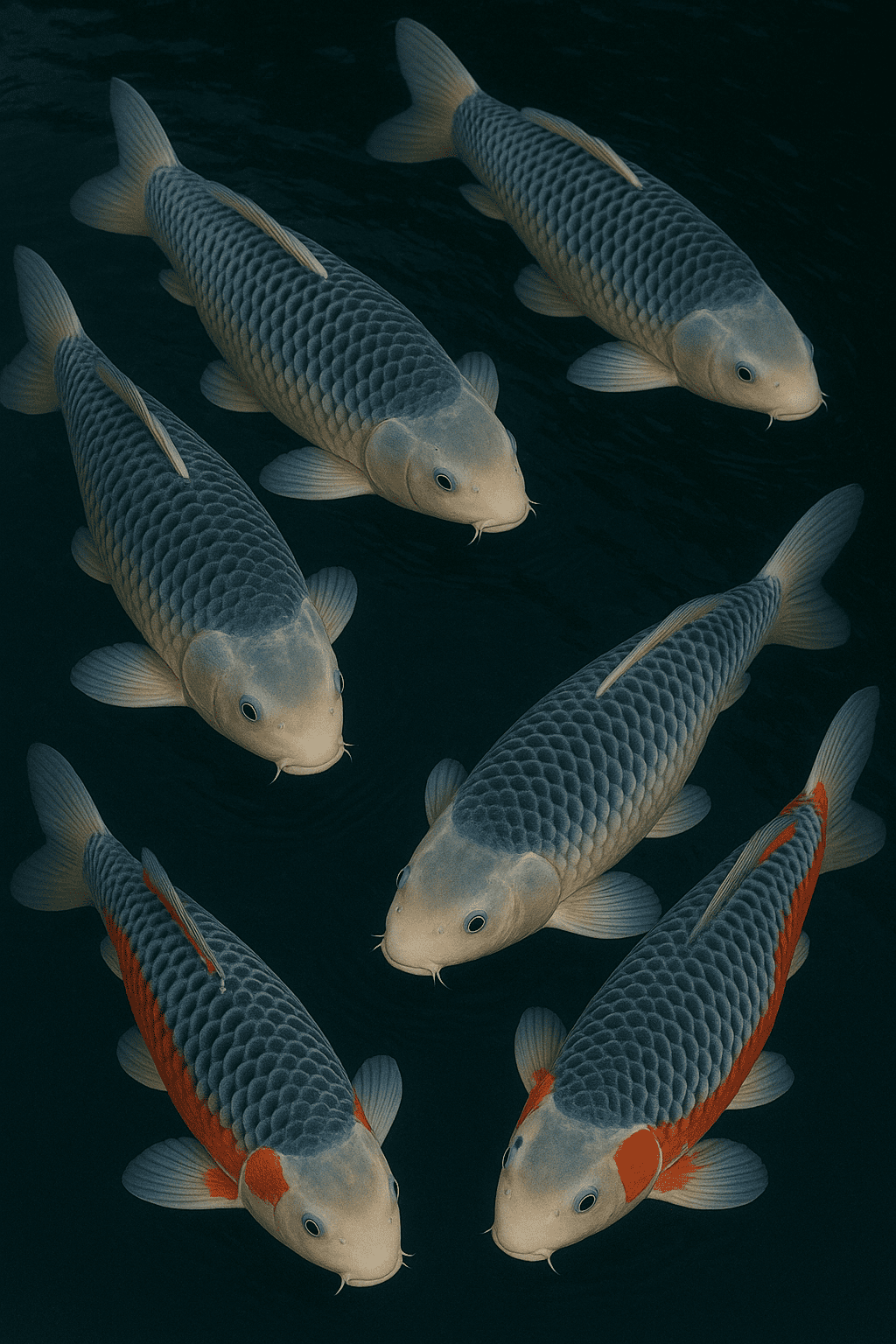 Carpe koï Asagi au dos bleu caractéristique et ventre orangé vif