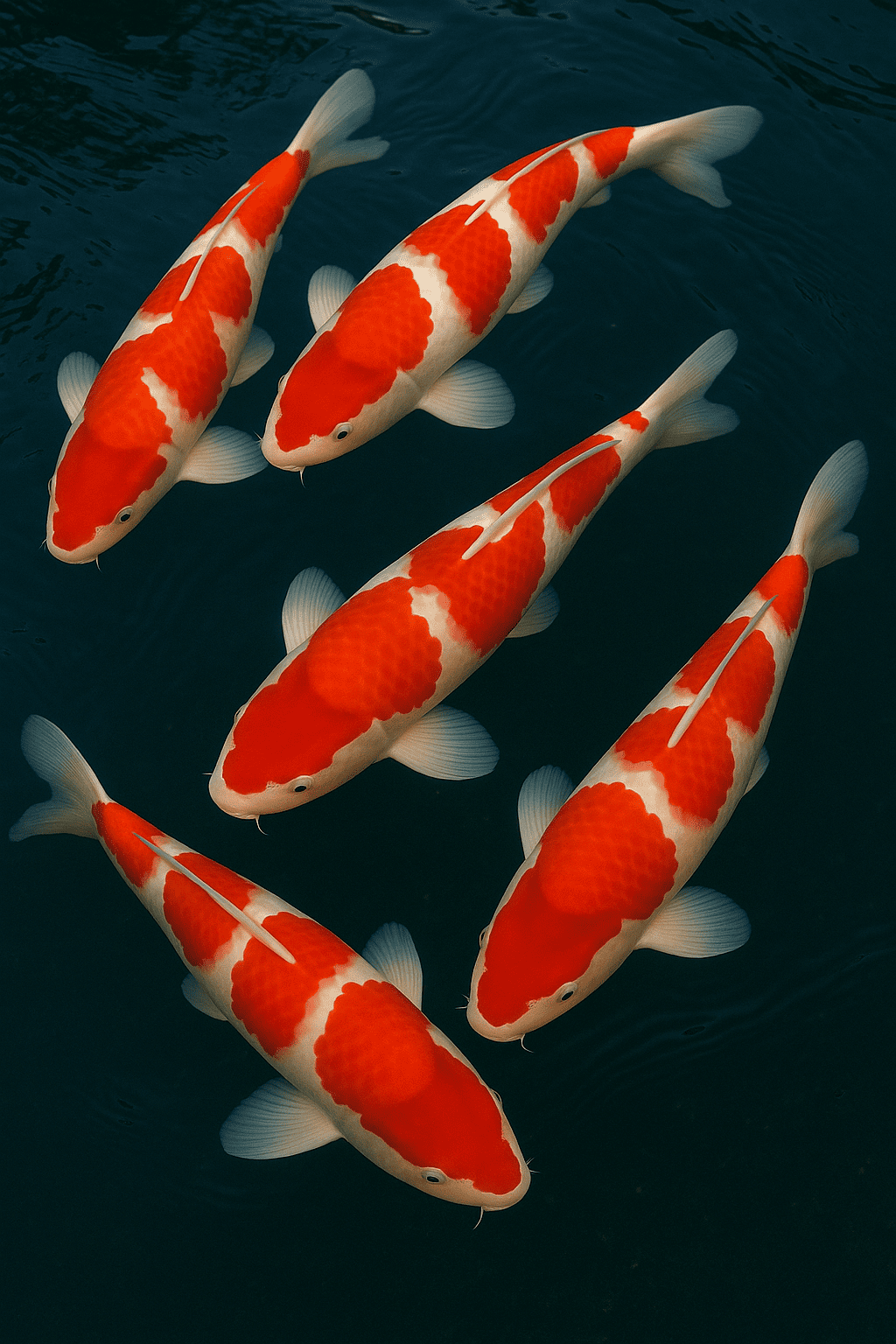 Carpe koï Kohaku, variété blanche à taches rouges la plus prisée des collectionneurs