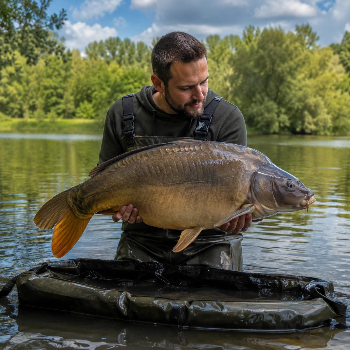 Carpe miroir capturée sur un canal de l'Aisne