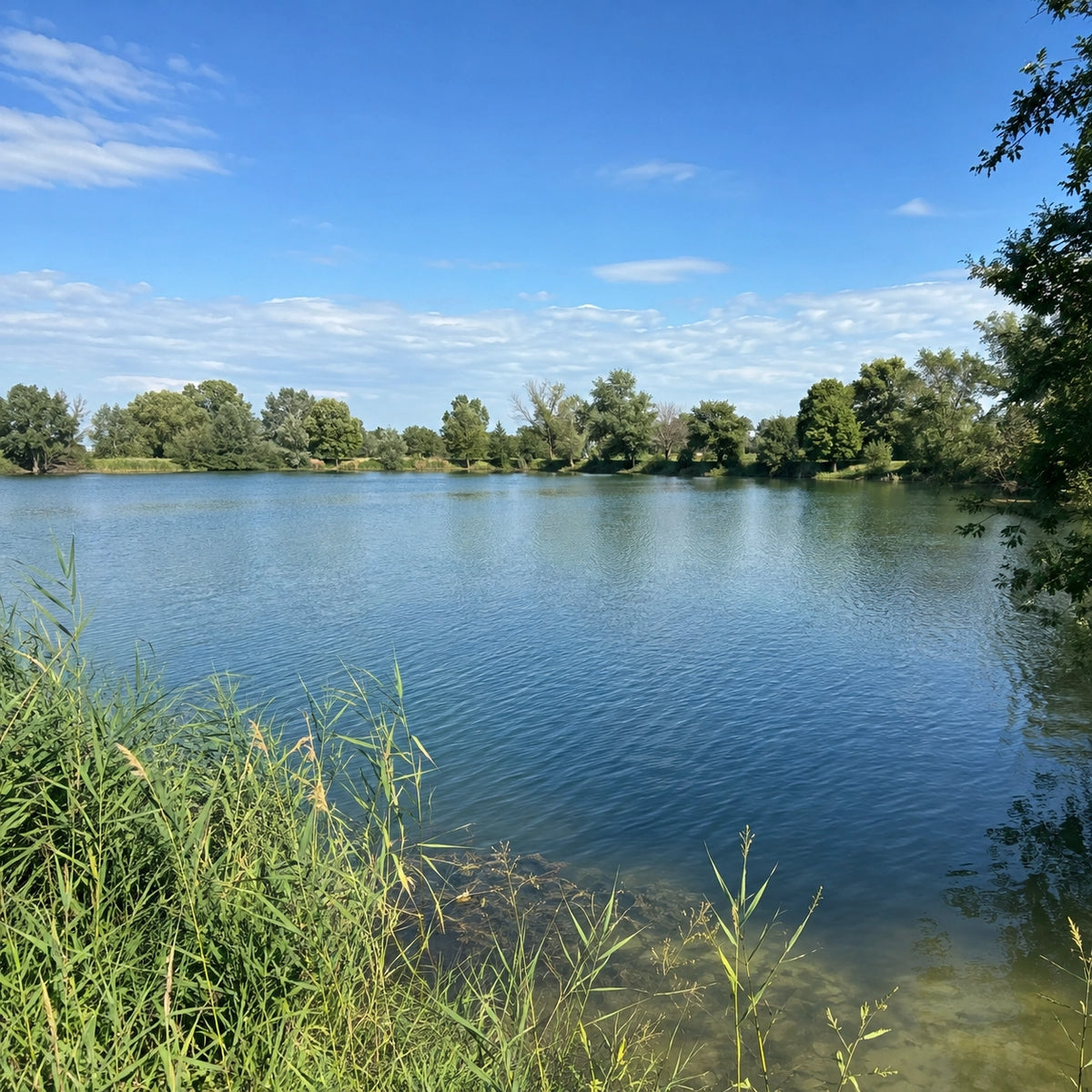 Rive d'un plan d'eau des Bouches-du-Rhône accessible avec la carte de pêche réciprocitaire