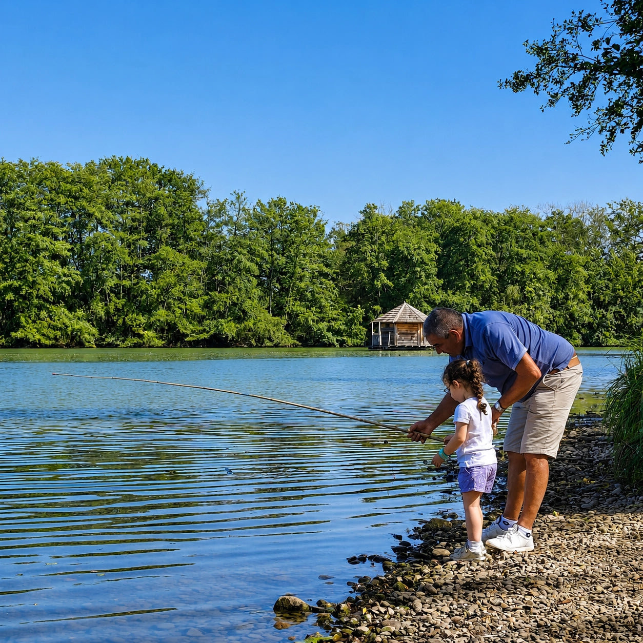Initiation à la pêche au coup depuis la berge de l'étang du Domaine de la Dombes