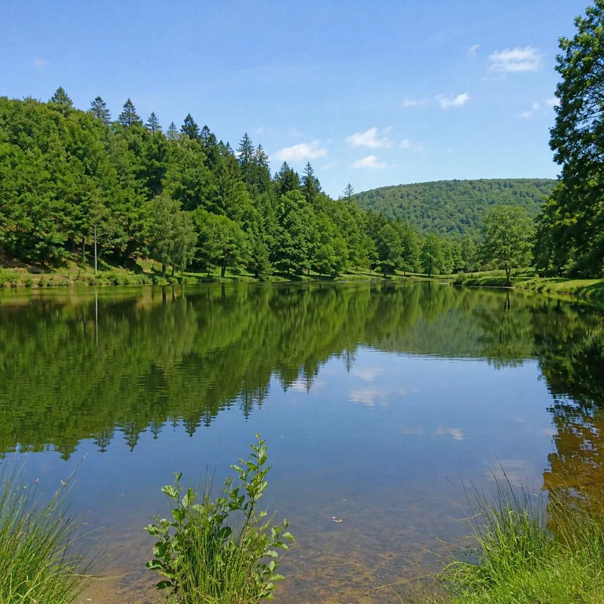 Étang privé boisé de Dordogne, plan d'eau dédié à la pêche de la carpe