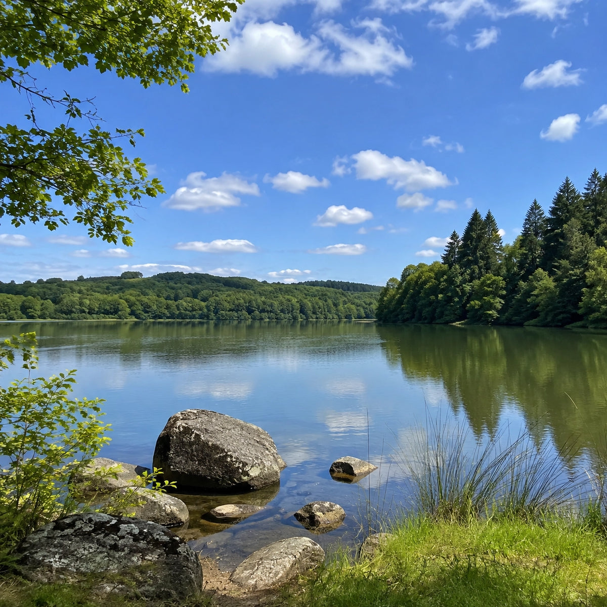 Lac du Causse près de Brive, base de loisirs où se pêchent carpe et carnassiers