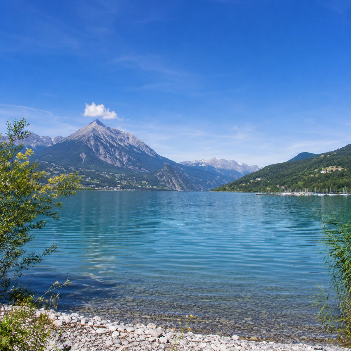 Plan d'eau d'Embrun devant Serre-Ponçon, spot de pêche à la carpe du 05