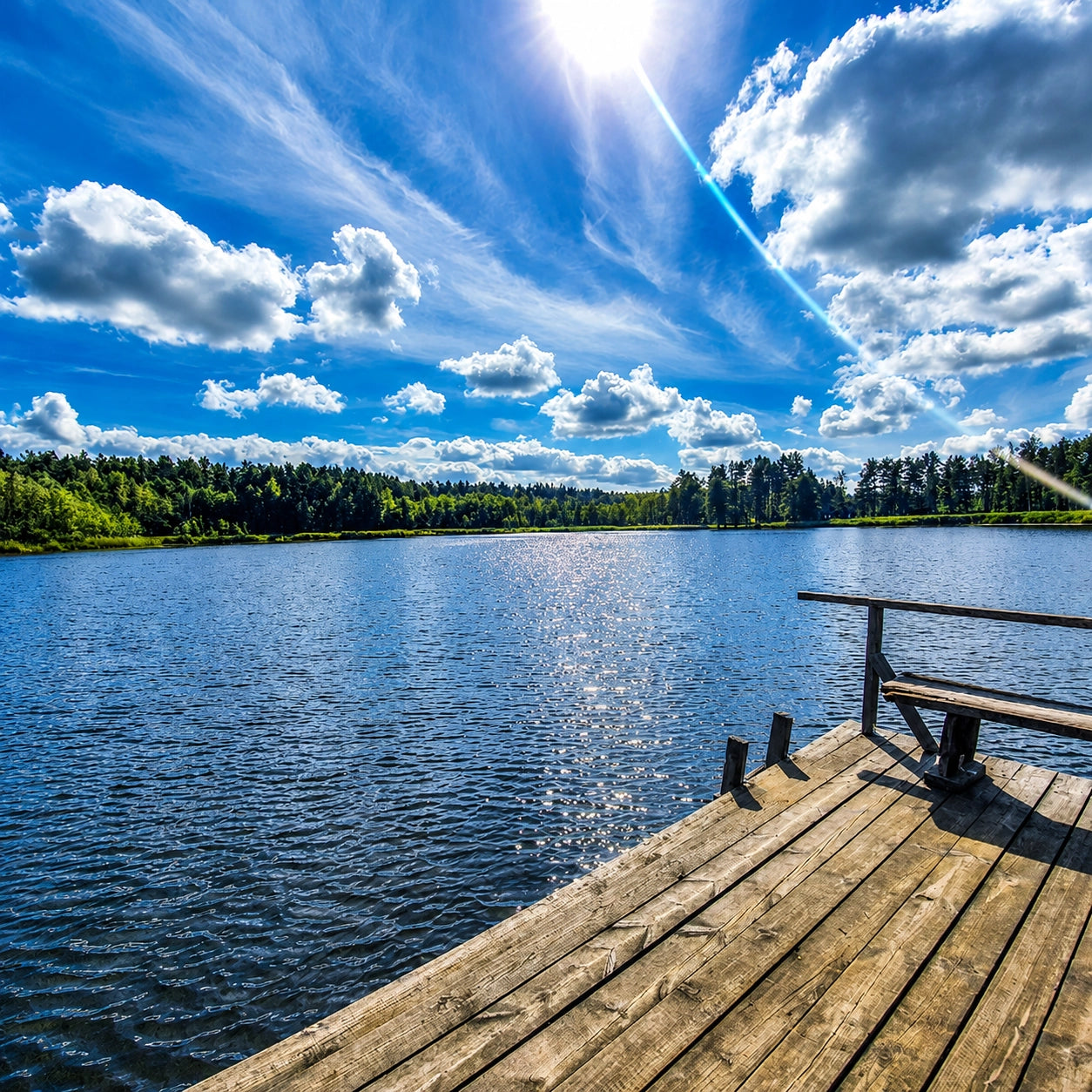 Lac européen bordé de forêts, habitat typique de la carpe miroir