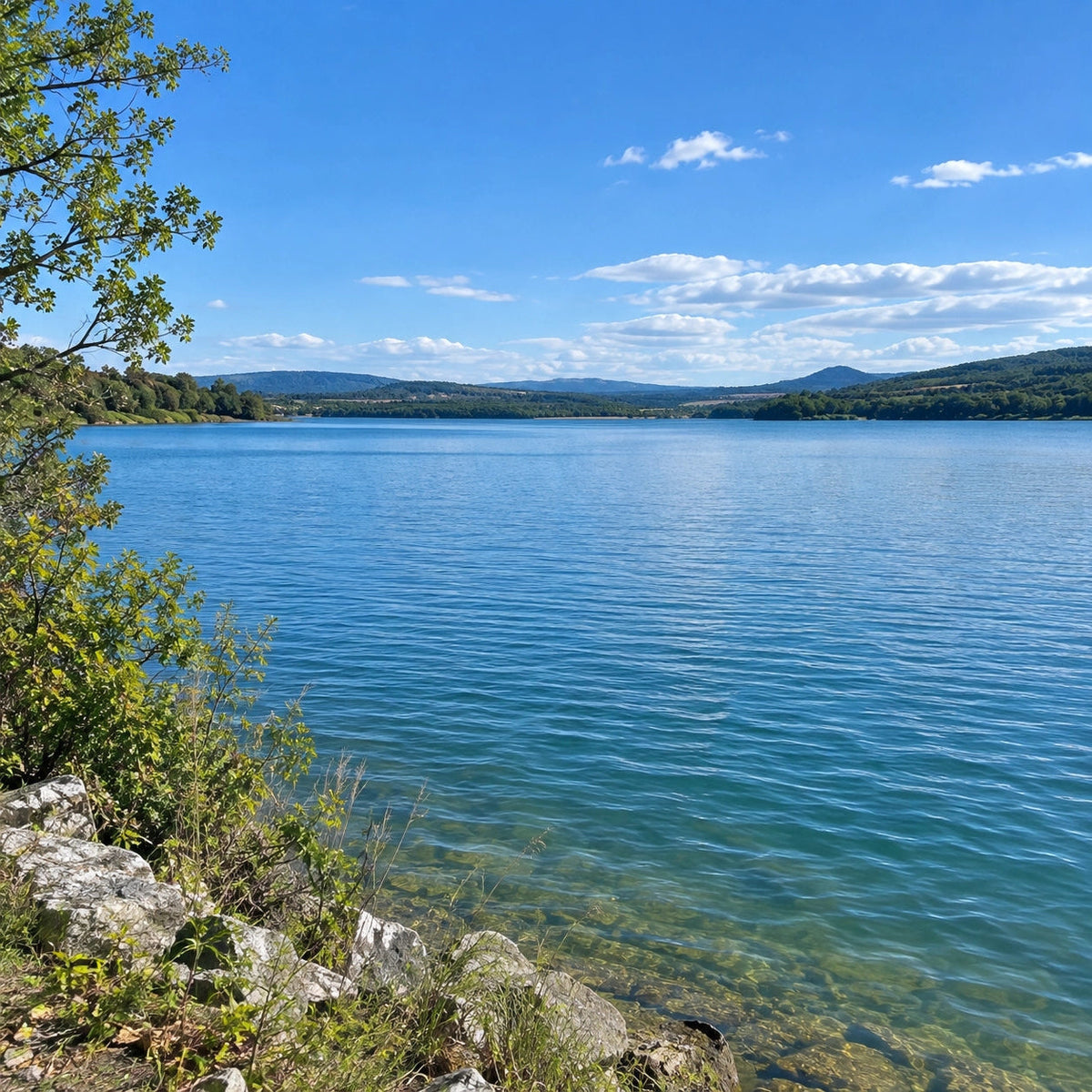 Le lac de la Ganguise dans le Lauragais audois, plus grand plan d'eau de l'Aude ouvert à la carpe de nuit