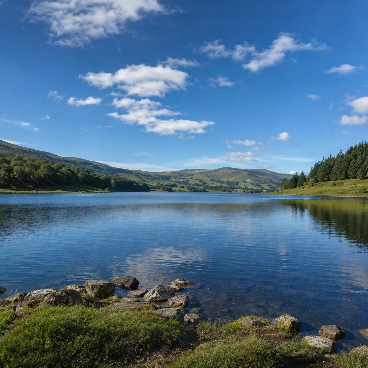 Lac de Lastioulles sur le plateau de l'Artense dans le Cantal, plan d'eau à carpe de nuit