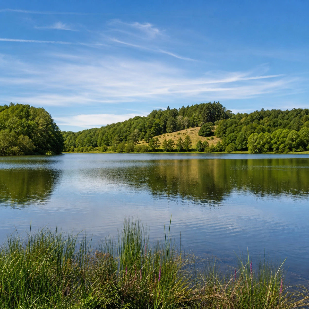 Lac de Lavaud en Haute-Charente, plan d'eau à carpe de nuit en tête de bassin