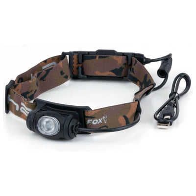 Lampe frontale Fox Halo camo avec câble de recharge USB