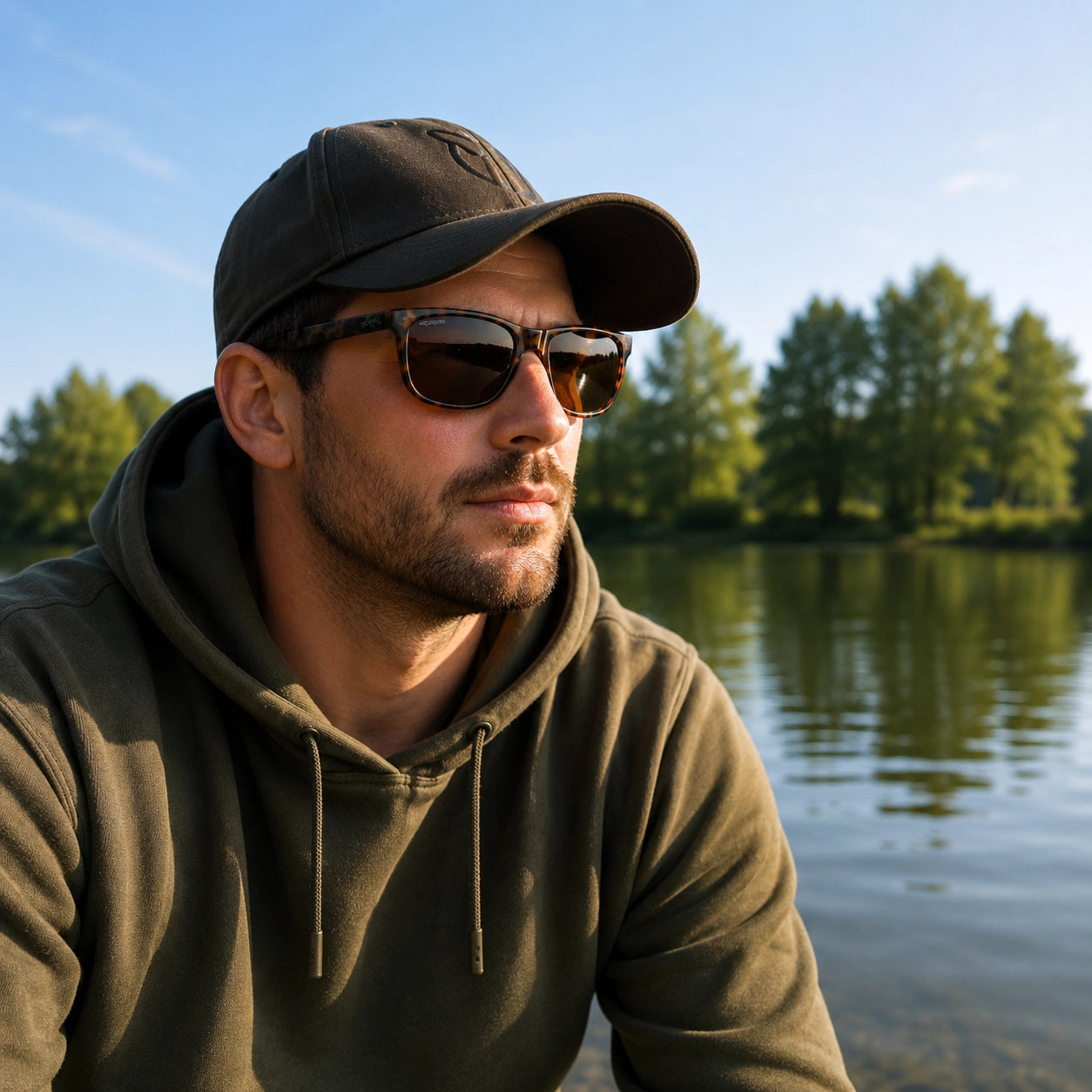 Lunettes polarisantes portées au bord de l'eau pour protéger les yeux des UV