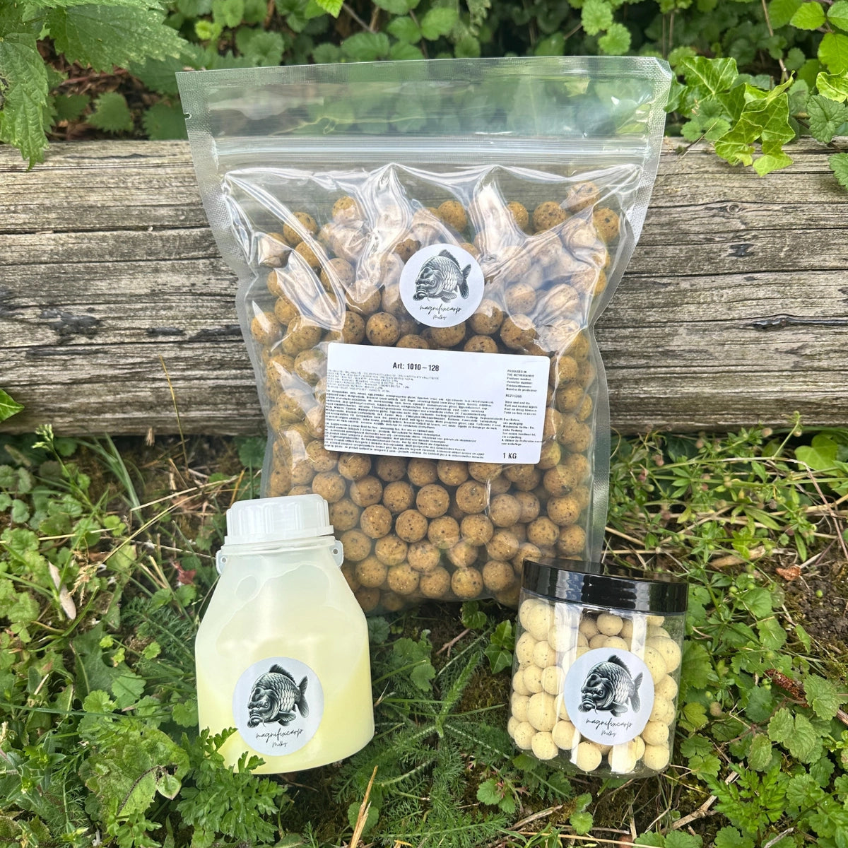 Assortiment Milky+ : bouillettes, pop-ups et attractant, pack d'appâts pour la pêche à la carpe
