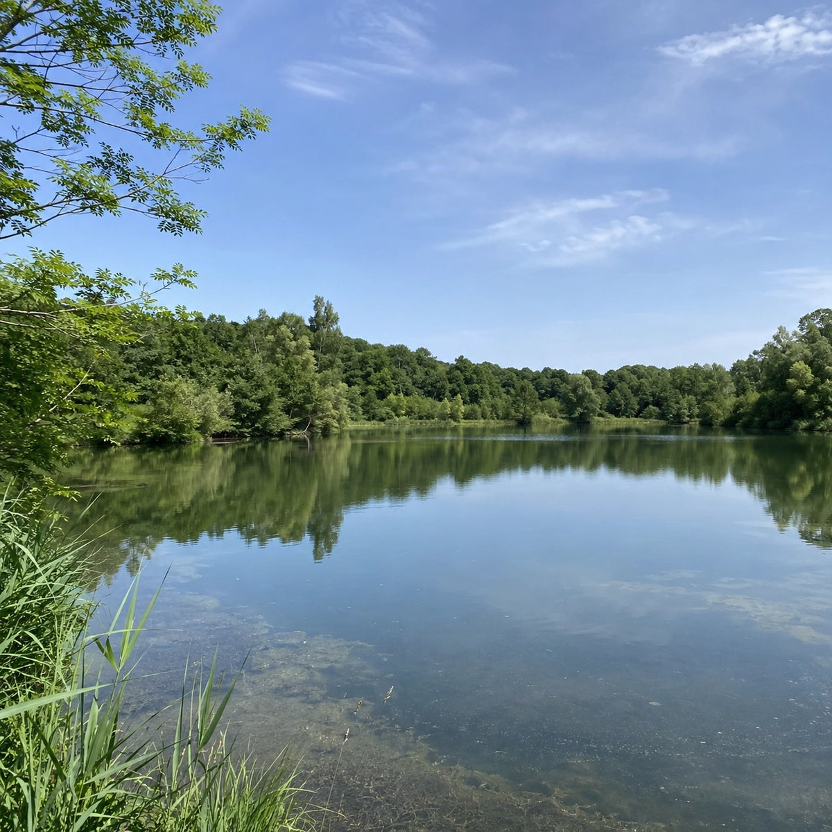 Plan d'eau boisé de la vallée du Rhône ouvert à la pêche de nuit