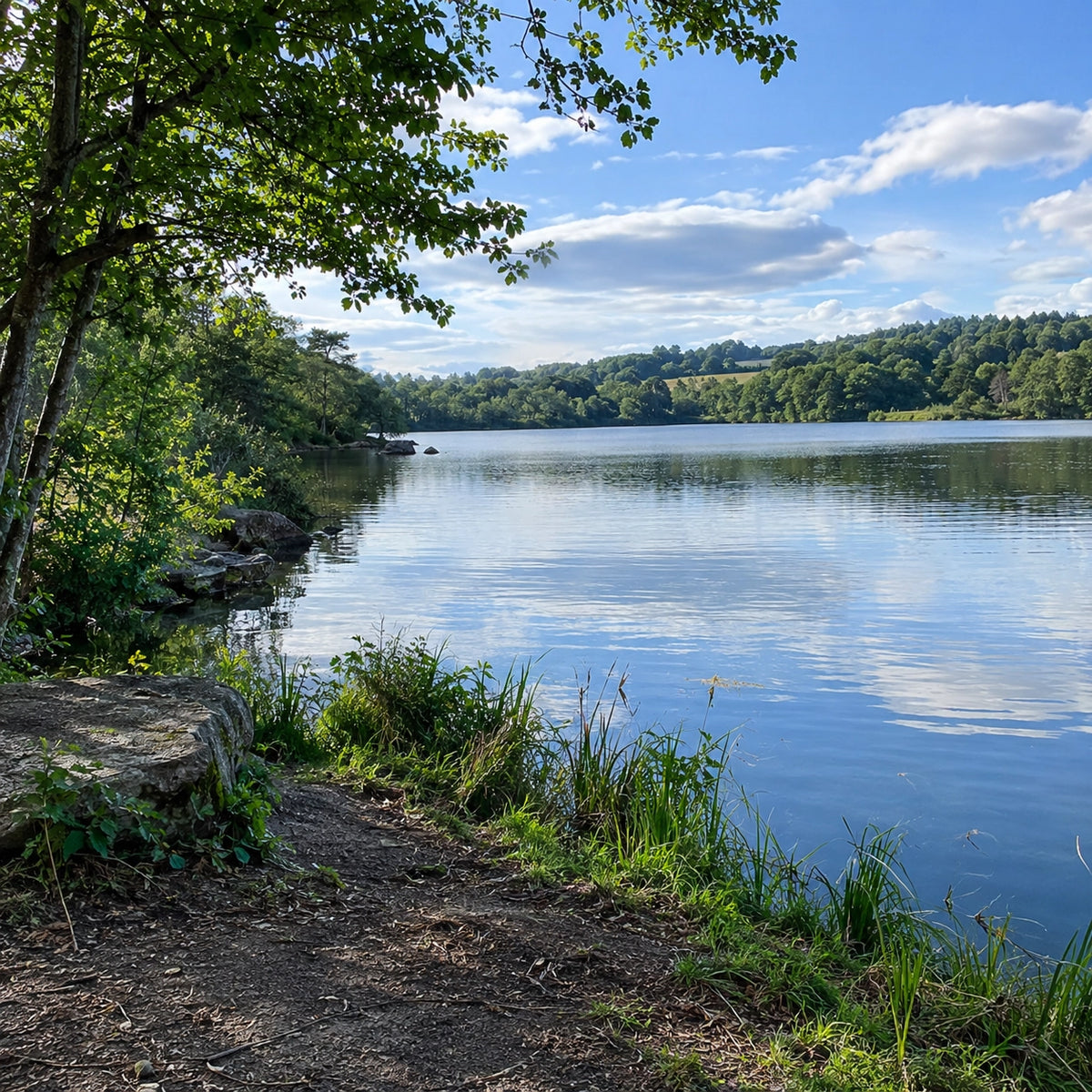 Berge d'étang avec chemin de rive, plan d'eau accessible avec une carte de pêche des Côtes-d'Armor