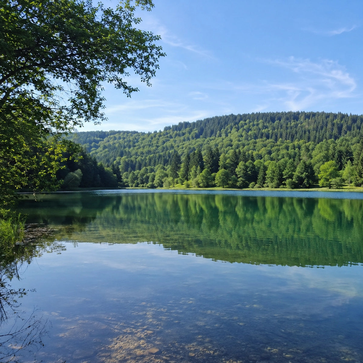 Plan d'eau boisé du Doubs accessible avec une carte réciprocitaire