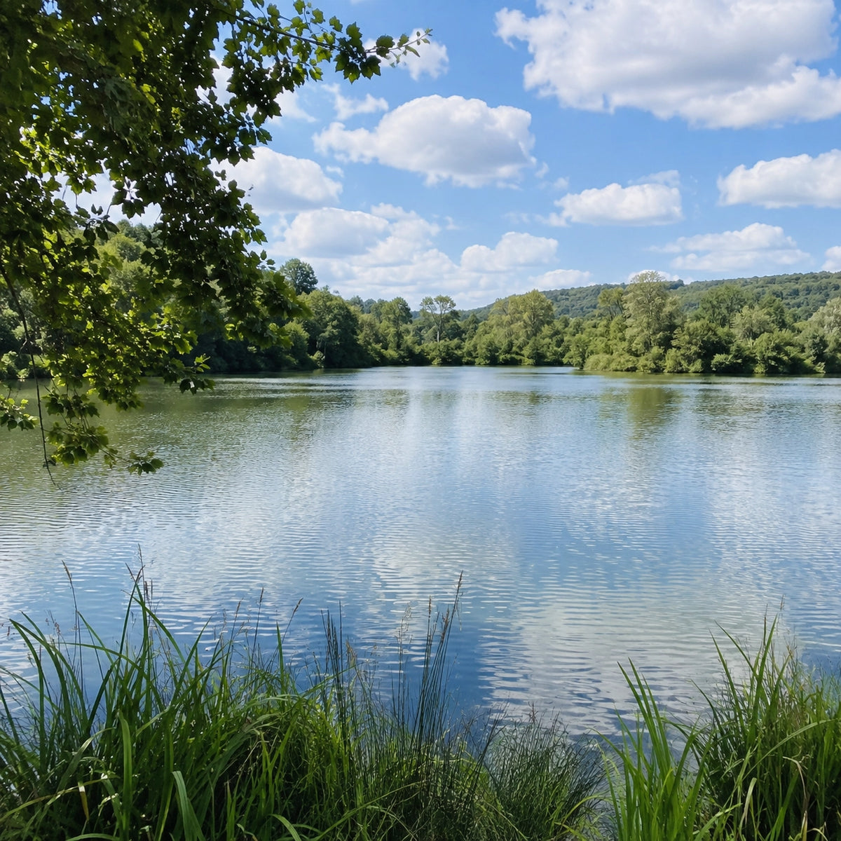 Plan d'eau boisé du Gard accessible avec une carte de pêche