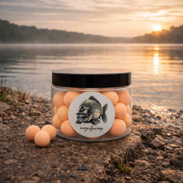 pop-up carpe magnifixcarp orange délavé pêche tenue en main au bord de l'eau