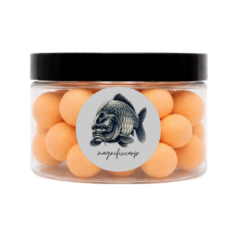 Pot de Pop-ups Orange Pêche Wash-Out Magnifixcarp, bouillettes flottantes oranges délavées à l'arôme pêche