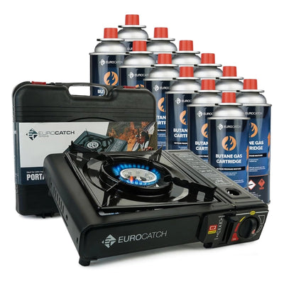 Réchaud de camping EuroCatch un feu livré avec ses cartouches de gaz butane