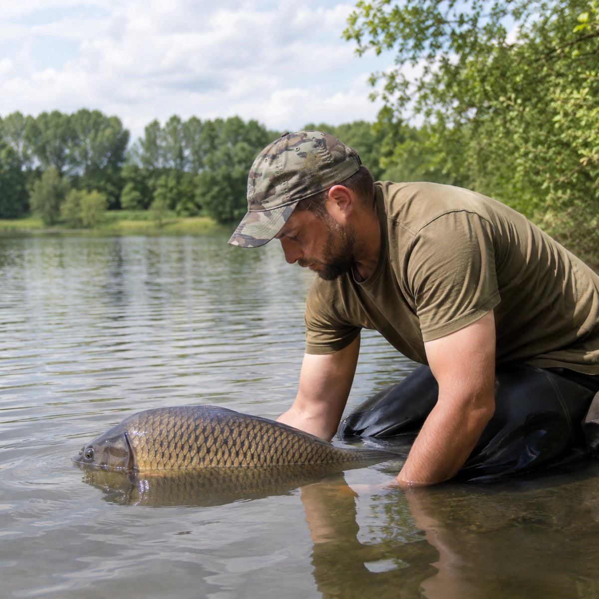 Remise à l'eau immédiate d'une carpe commune, obligatoire sur les parcours de nuit d'Eure-et-Loir