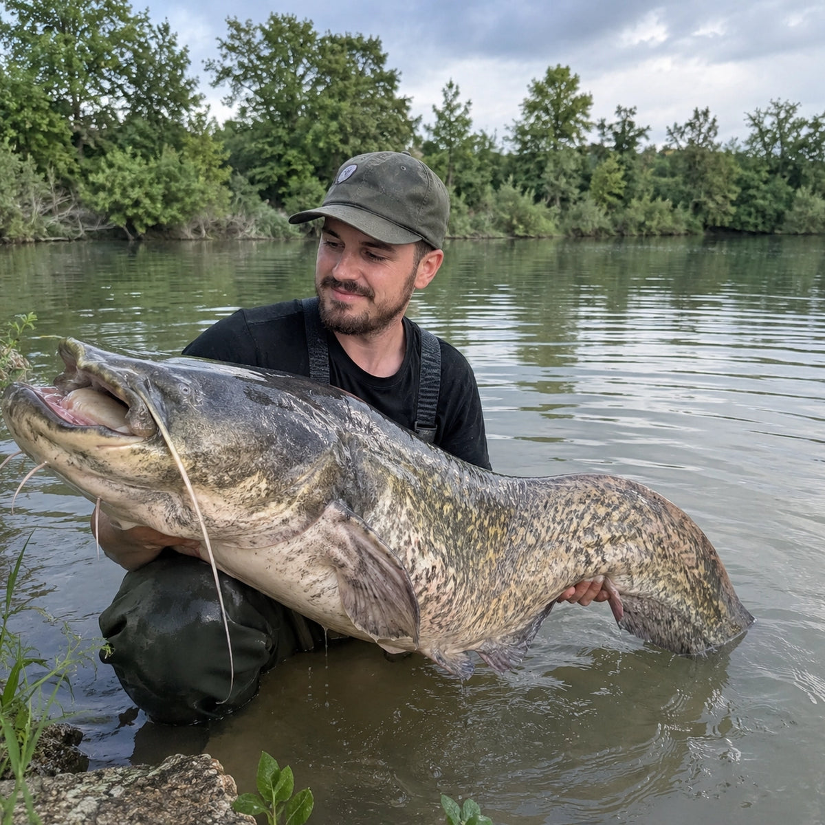 Gros silure capturé sur la Saône, espèce que le carpiste peut croiser en Côte-d'Or