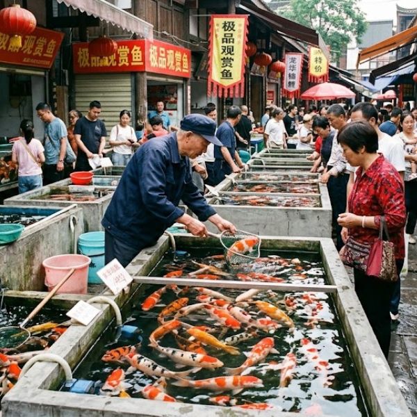 Carpe koï de concours japonaise aux couleurs parfaites, spécimens valant plusieurs milliers d'euros